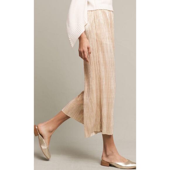 Anthropologie Gilded Culottes Elevenses Women's Pants Palazzo Wide Leg M Gold - Picture 3 of 6